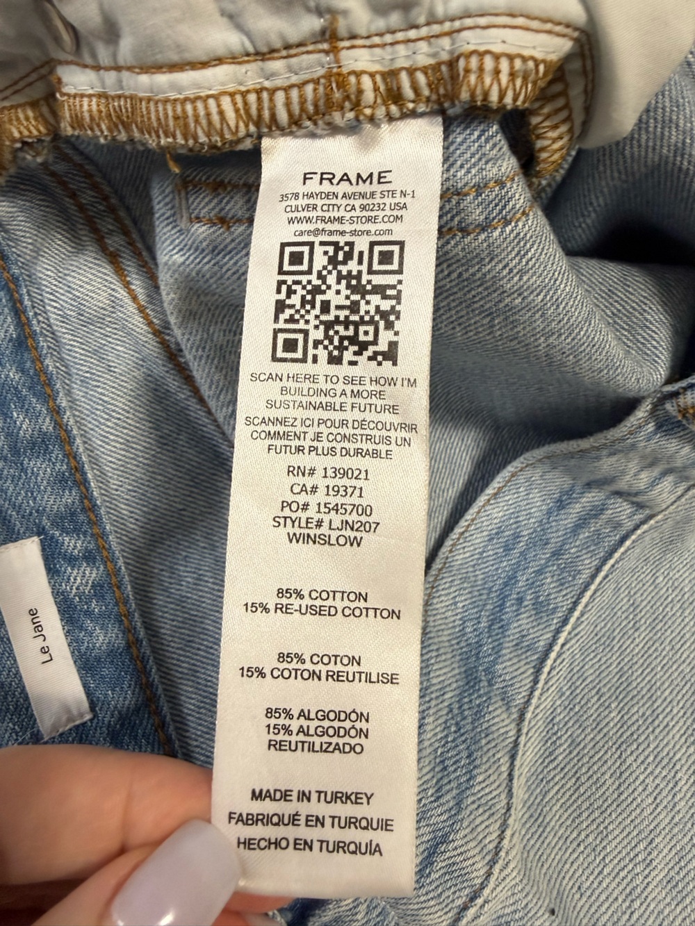 FRAME Le Jane Crop High Rise Straight Leg Jeans Winslow Light Wash size 30 - Picture 5 of 6